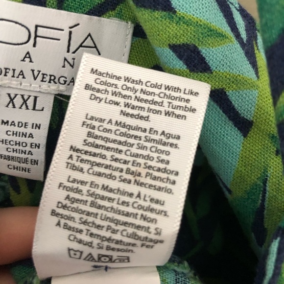 SOFIA VERGARA Linen Tropical Print Knot Front Tie Peplum Size XXL - Picture 11 of 11